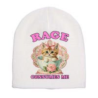 Rage Consumes Me Funny Kitten Cat Mental Health Meme Retro Short Acrylic Beanie