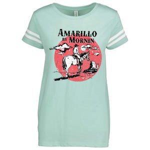 Retro Country Music Amarillo By Morning Western Cowboy Gift Enza Ladies Jersey Football T-Shirt