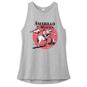 Retro Country Music Amarillo By Morning Western Cowboy Gift Ladies PosiCharge Tri-Blend Wicking Tank