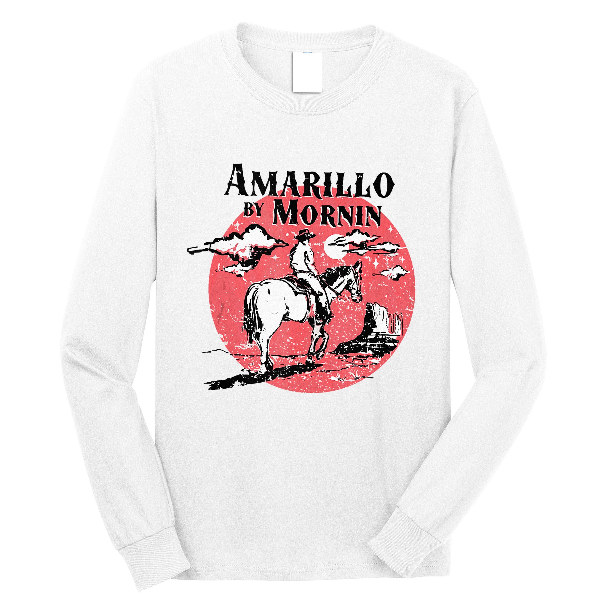 Retro Country Music Amarillo By Morning Western Cowboy Gift Long Sleeve Shirt