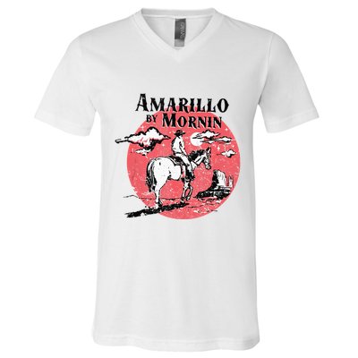 Retro Country Music Amarillo By Morning Western Cowboy Gift V-Neck T-Shirt