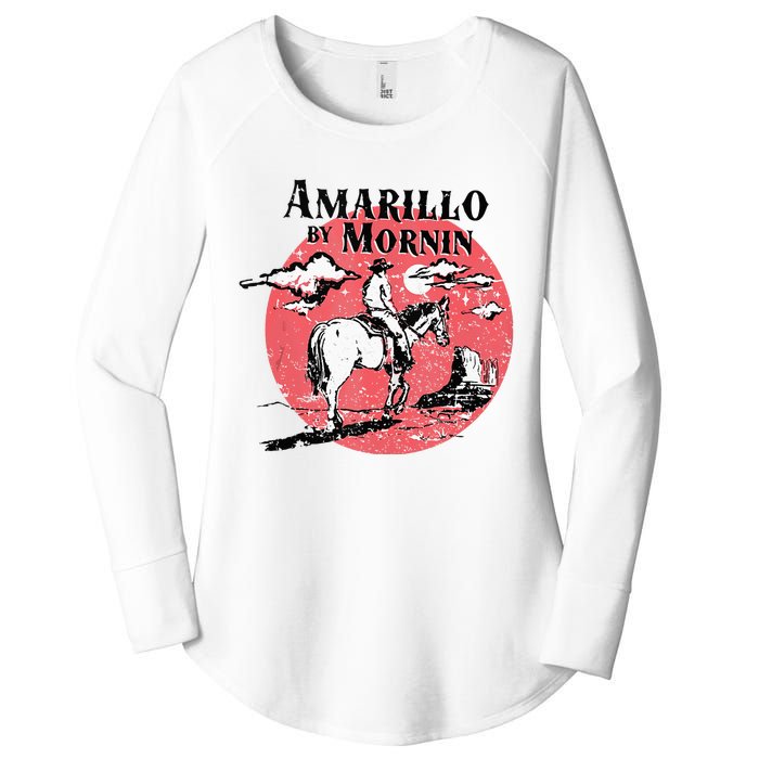 Retro Country Music Amarillo By Morning Western Cowboy Gift Women's Perfect Tri Tunic Long Sleeve Shirt