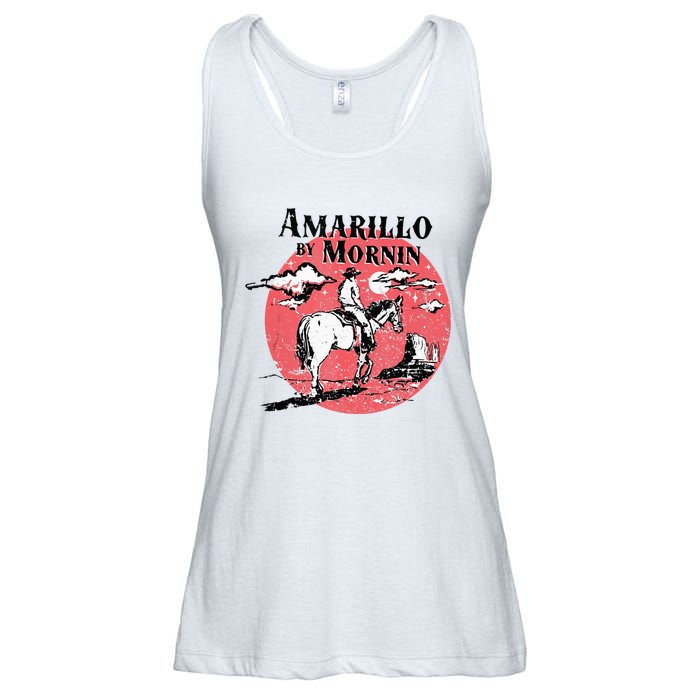 Retro Country Music Amarillo By Morning Western Cowboy Gift Ladies Essential Flowy Tank