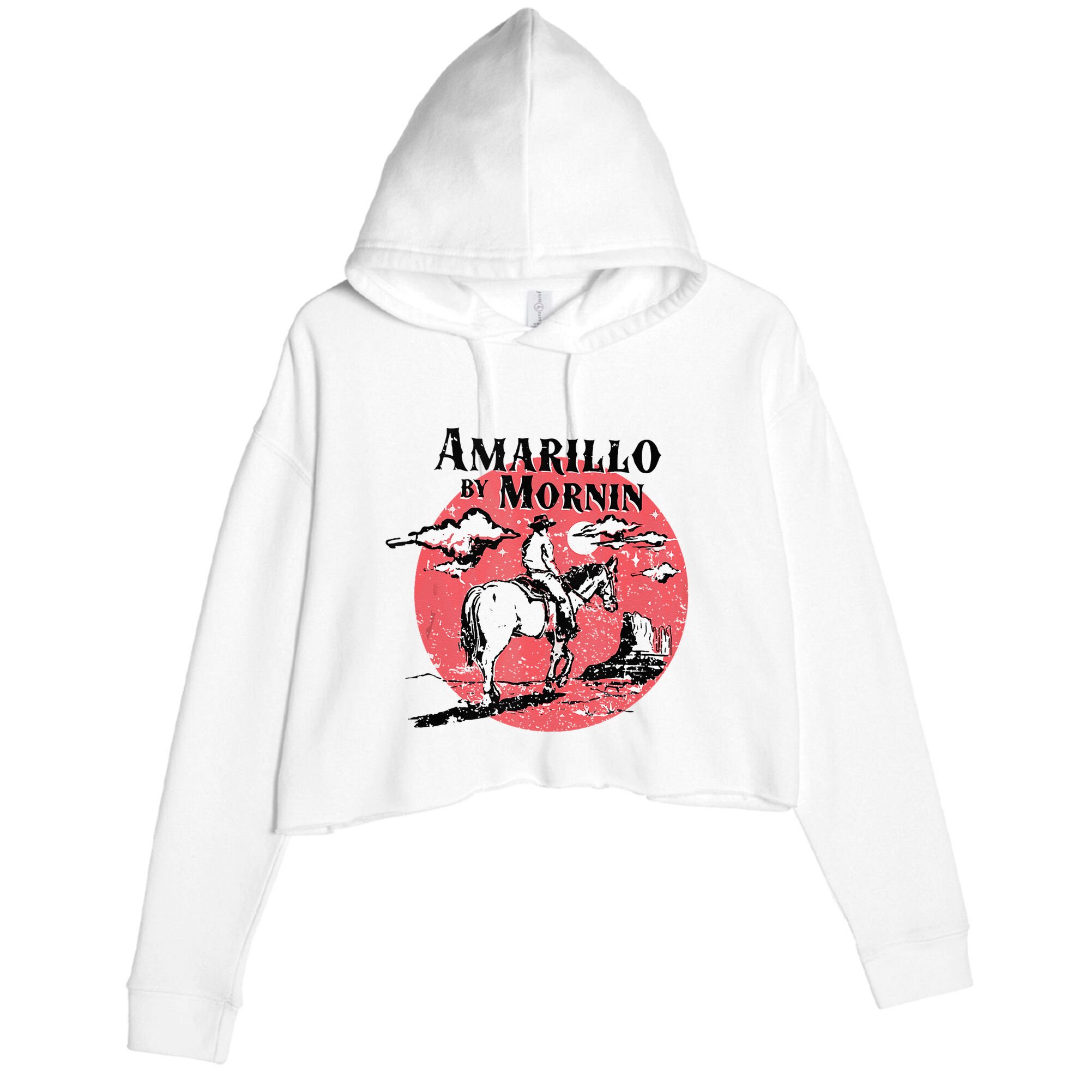 Retro Country Music Amarillo By Morning Western Cowboy Gift Crop Fleece Hoodie