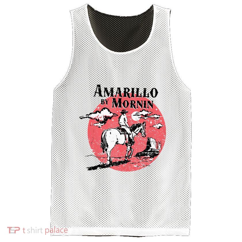Retro Country Music Amarillo By Morning Western Cowboy Gift Mesh Reversible Basketball Jersey Tank
