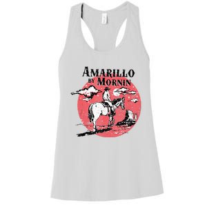 Retro Country Music Amarillo By Morning Western Cowboy Gift Women's Racerback Tank