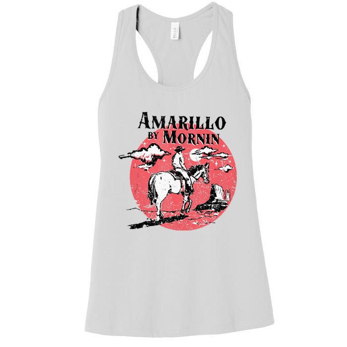 Retro Country Music Amarillo By Morning Western Cowboy Gift Women's Racerback Tank