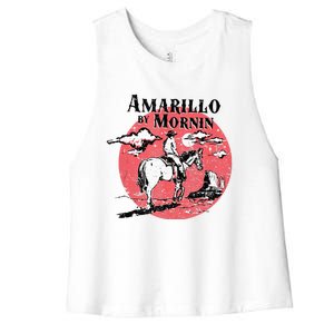 Retro Country Music Amarillo By Morning Western Cowboy Gift Women's Racerback Cropped Tank