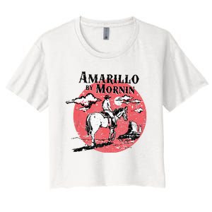 Retro Country Music Amarillo By Morning Western Cowboy Gift Women's Crop Top Tee