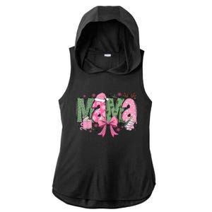 Retro Christmas Mama Coquette Bows Mom Mother Xmas Pajamas Gift Ladies PosiCharge Tri-Blend Wicking Draft Hoodie Tank