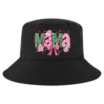 Retro Christmas Mama Coquette Bows Mom Mother Xmas Pajamas Gift Cool Comfort Performance Bucket Hat