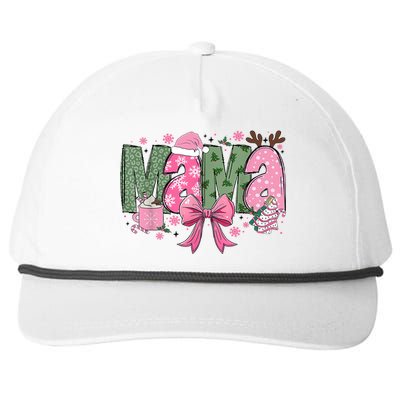 Retro Christmas Mama Coquette Bows Mom Mother Xmas Pajamas Gift Snapback Five-Panel Rope Hat