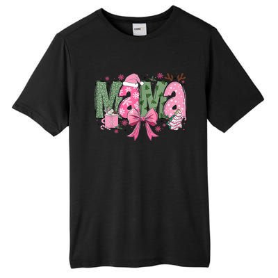 Retro Christmas Mama Coquette Bows Mom Mother Xmas Pajamas Gift Tall Fusion ChromaSoft Performance T-Shirt