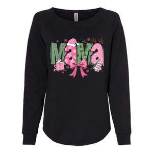 Retro Christmas Mama Coquette Bows Mom Mother Xmas Pajamas Gift Womens California Wash Sweatshirt