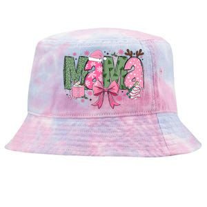 Retro Christmas Mama Coquette Bows Mom Mother Xmas Pajamas Gift Tie-Dyed Bucket Hat