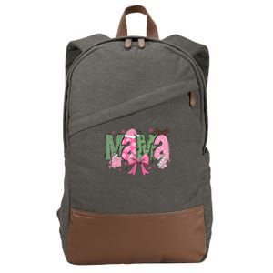 Retro Christmas Mama Coquette Bows Mom Mother Xmas Pajamas Gift Cotton Canvas Backpack