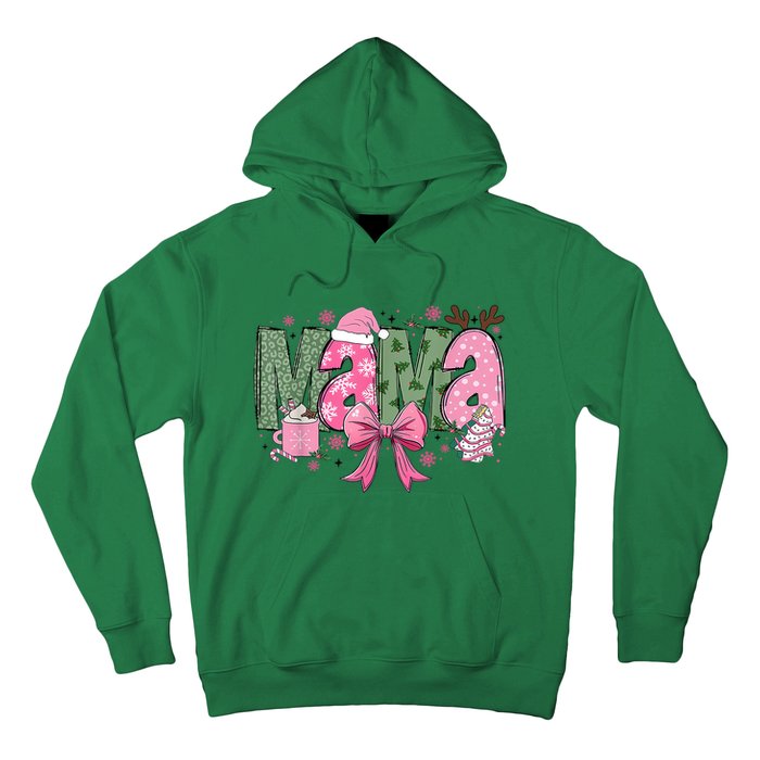 Retro Christmas Mama Coquette Bows Mom Mother Xmas Pajamas Gift Hoodie