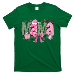 Retro Christmas Mama Coquette Bows Mom Mother Xmas Pajamas Gift T-Shirt