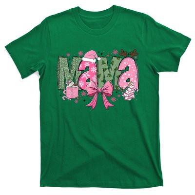 Retro Christmas Mama Coquette Bows Mom Mother Xmas Pajamas Gift T-Shirt