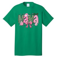 Retro Christmas Mama Coquette Bows Mom Mother Xmas Pajamas Gift Tall T-Shirt