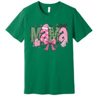 Retro Christmas Mama Coquette Bows Mom Mother Xmas Pajamas Gift Premium T-Shirt