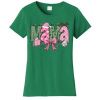 Retro Christmas Mama Coquette Bows Mom Mother Xmas Pajamas Gift Women's T-Shirt