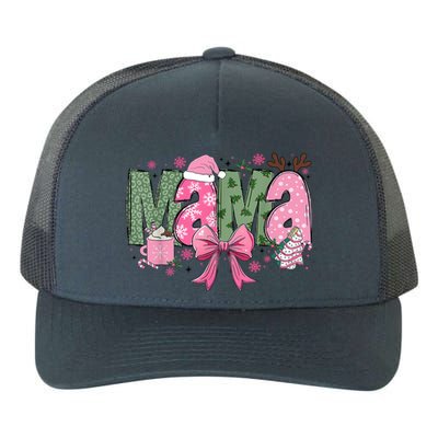 Retro Christmas Mama Coquette Bows Mom Mother Xmas Pajamas Gift Yupoong Adult 5-Panel Trucker Hat