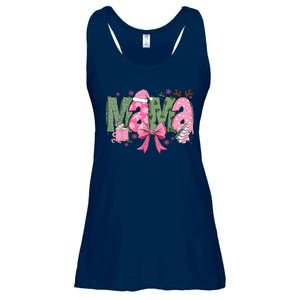 Retro Christmas Mama Coquette Bows Mom Mother Xmas Pajamas Gift Ladies Essential Flowy Tank