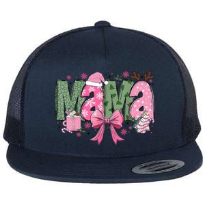 Retro Christmas Mama Coquette Bows Mom Mother Xmas Pajamas Gift Flat Bill Trucker Hat