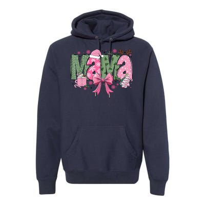 Retro Christmas Mama Coquette Bows Mom Mother Xmas Pajamas Gift Premium Hoodie