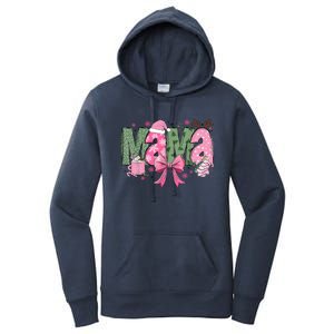 Retro Christmas Mama Coquette Bows Mom Mother Xmas Pajamas Gift Women's Pullover Hoodie