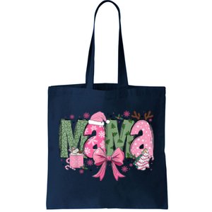 Retro Christmas Mama Coquette Bows Mom Mother Xmas Pajamas Gift Tote Bag