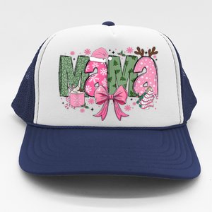 Retro Christmas Mama Coquette Bows Mom Mother Xmas Pajamas Gift Trucker Hat