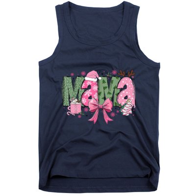 Retro Christmas Mama Coquette Bows Mom Mother Xmas Pajamas Gift Tank Top