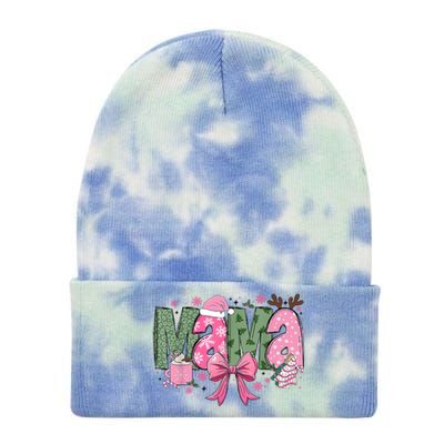 Retro Christmas Mama Coquette Bows Mom Mother Xmas Pajamas Gift Tie Dye 12in Knit Beanie