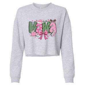 Retro Christmas Mama Coquette Bows Mom Mother Xmas Pajamas Gift Cropped Pullover Crew