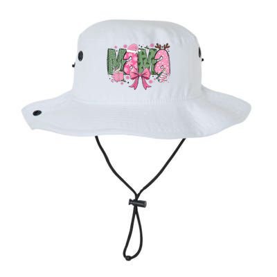 Retro Christmas Mama Coquette Bows Mom Mother Xmas Pajamas Gift Legacy Cool Fit Booney Bucket Hat