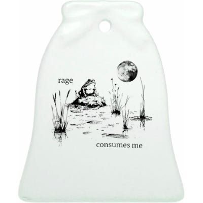 Rage Consumes Me Frog Funny Ceramic Bell Ornament