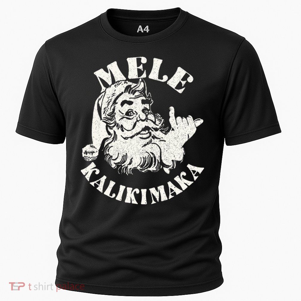 Retro Christmas Mele Kalikimaka Santa Claus Shaka Hawaii Performance Shirt