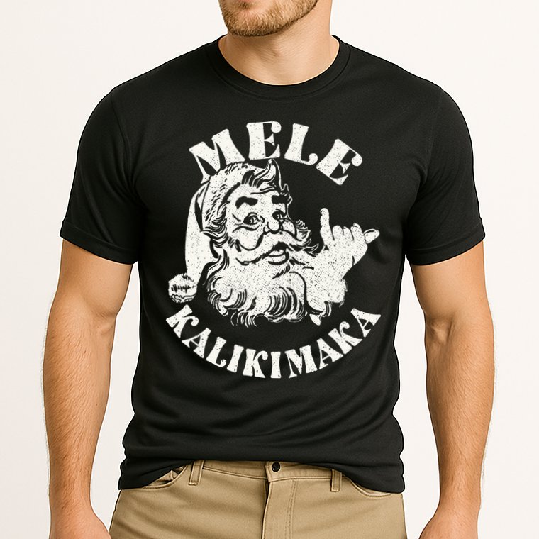 Retro Christmas Mele Kalikimaka Santa Claus Shaka Hawaii Cooling Performance Crew T-Shirt