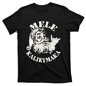 Retro Christmas Mele Kalikimaka Santa Claus Shaka Hawaii T-Shirt