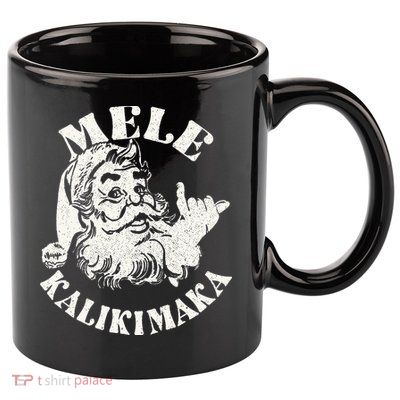 Retro Christmas Mele Kalikimaka Santa Claus Shaka Hawaii 11oz C Handle Ceramic Mug