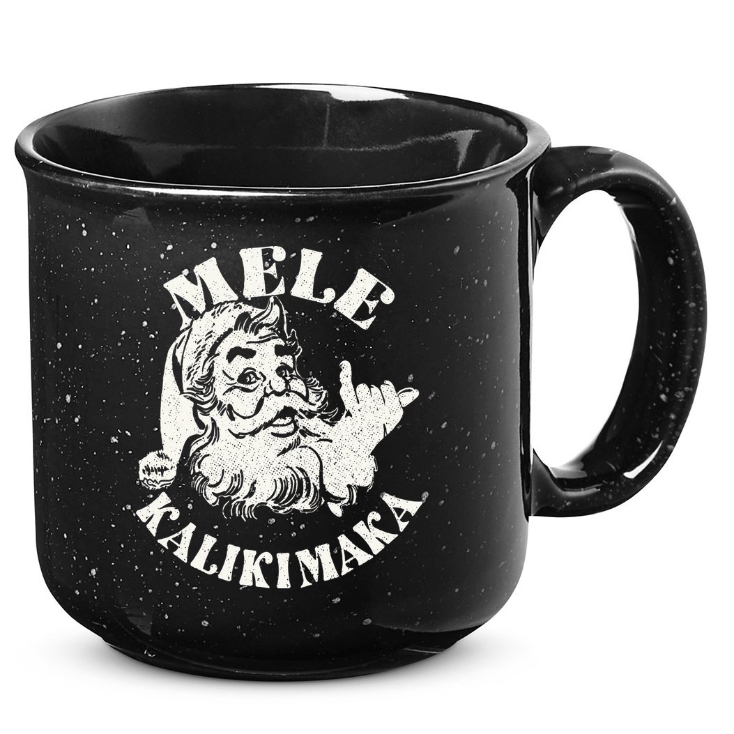 Retro Christmas Mele Kalikimaka Santa Claus Shaka Hawaii 15oz Campfire Ceramic Mug