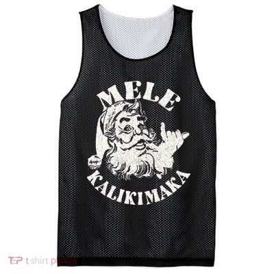 Retro Christmas Mele Kalikimaka Santa Claus Shaka Hawaii Mesh Reversible Basketball Jersey Tank