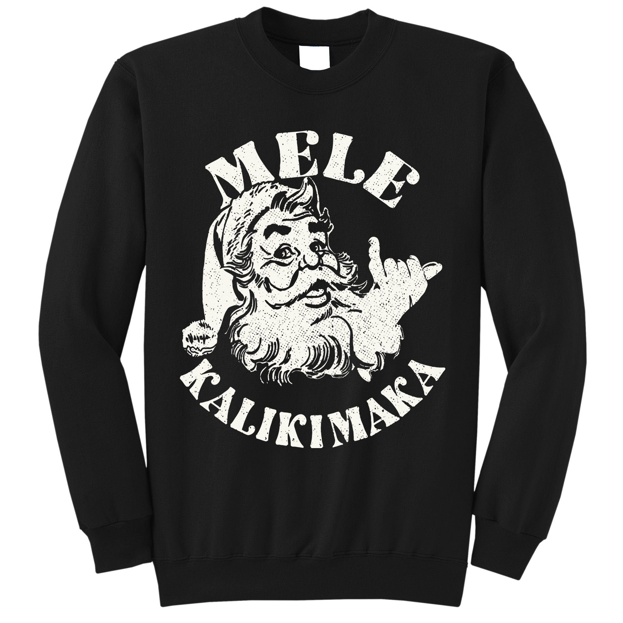 Retro Christmas Mele Kalikimaka Santa Claus Shaka Hawaii Tall Sweatshirt
