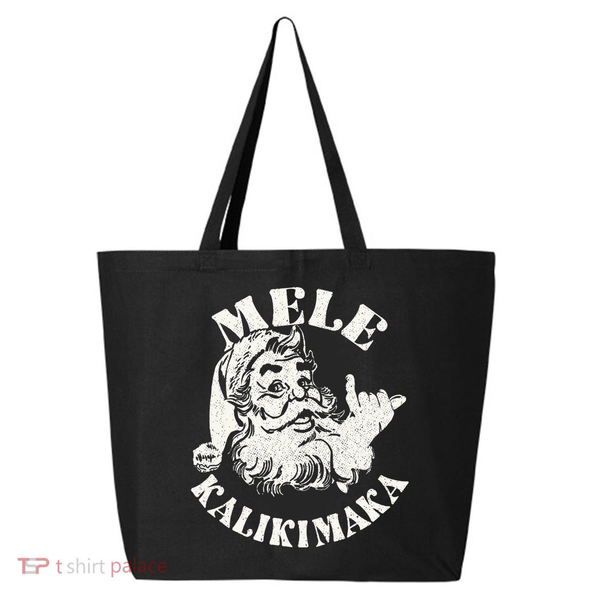 Retro Christmas Mele Kalikimaka Santa Claus Shaka Hawaii 25L Jumbo Tote