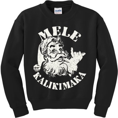 Retro Christmas Mele Kalikimaka Santa Claus Shaka Hawaii Kids Sweatshirt