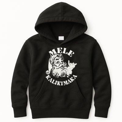 Retro Christmas Mele Kalikimaka Santa Claus Shaka Hawaii Kids Hoodie