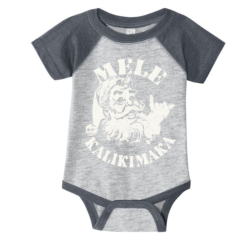 Retro Christmas Mele Kalikimaka Santa Claus Shaka Hawaii Infant Baby Jersey Bodysuit