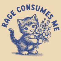 Rage Consumes Me Cat Flower Cute Kitty Cat Meme Drawstring Bag